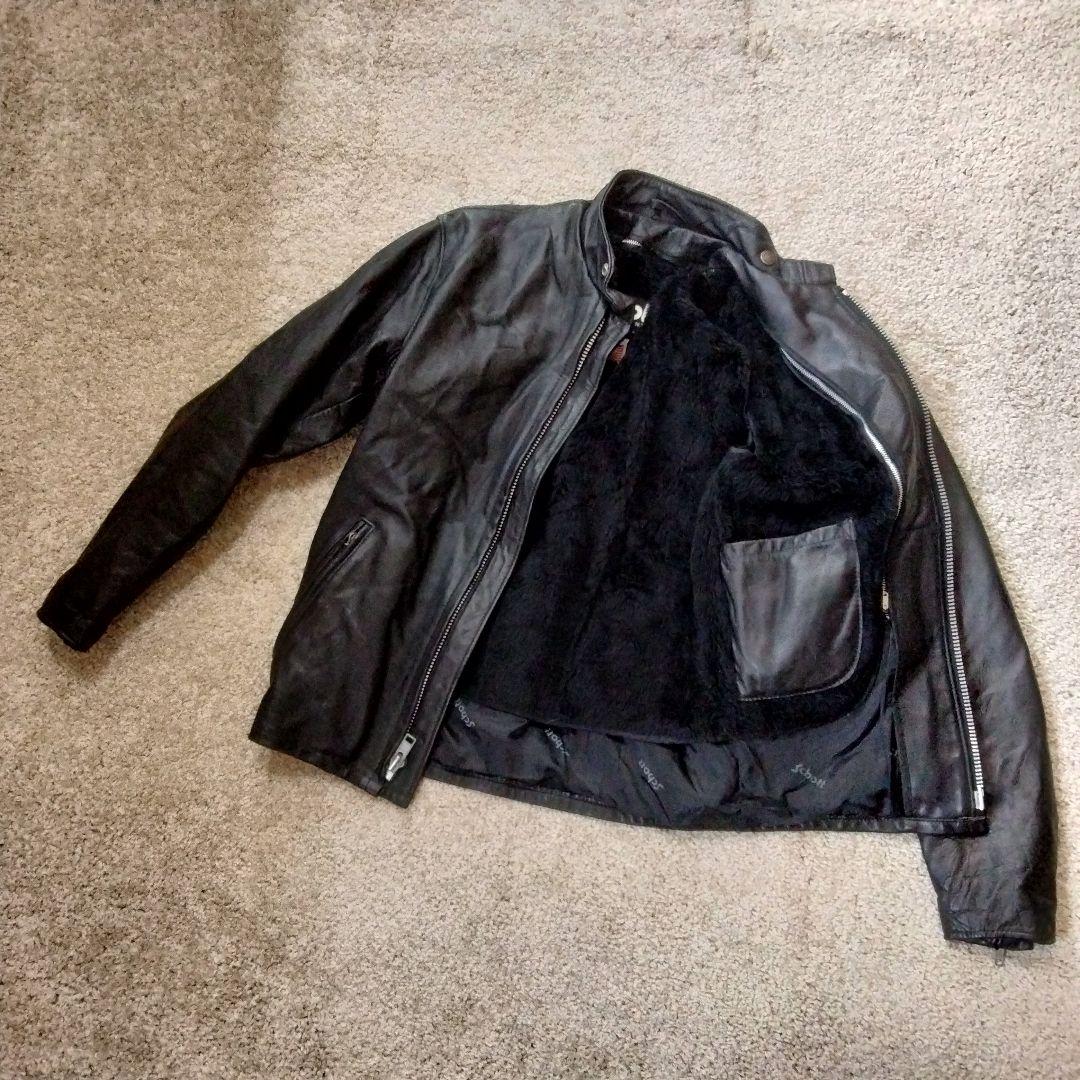 Schott ショット レザーシングルライダースジャケット 36　ライナー付き