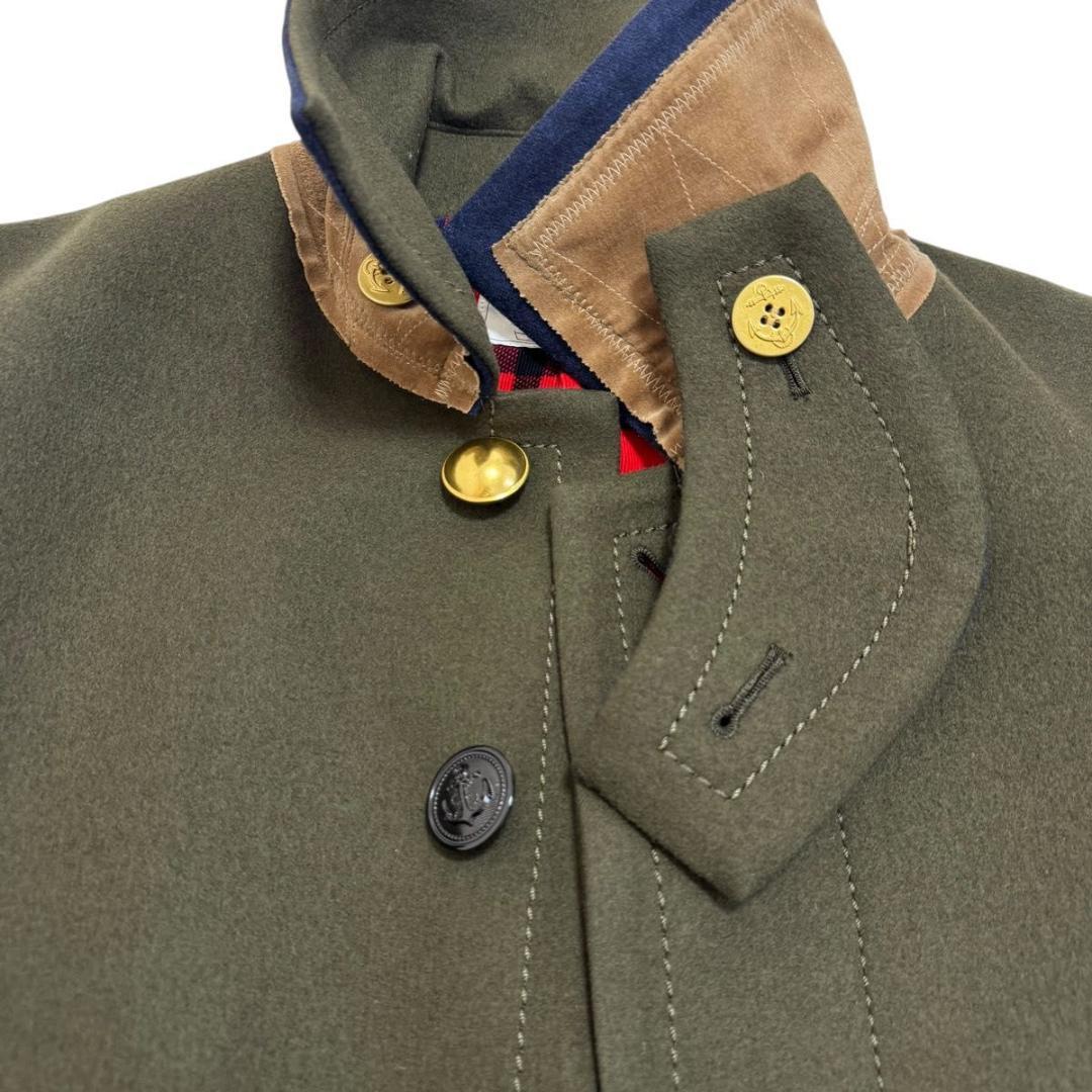ほぼ新品✨sacai　メルトン　ロングコート　ミリタリー　裏地　チェック　2