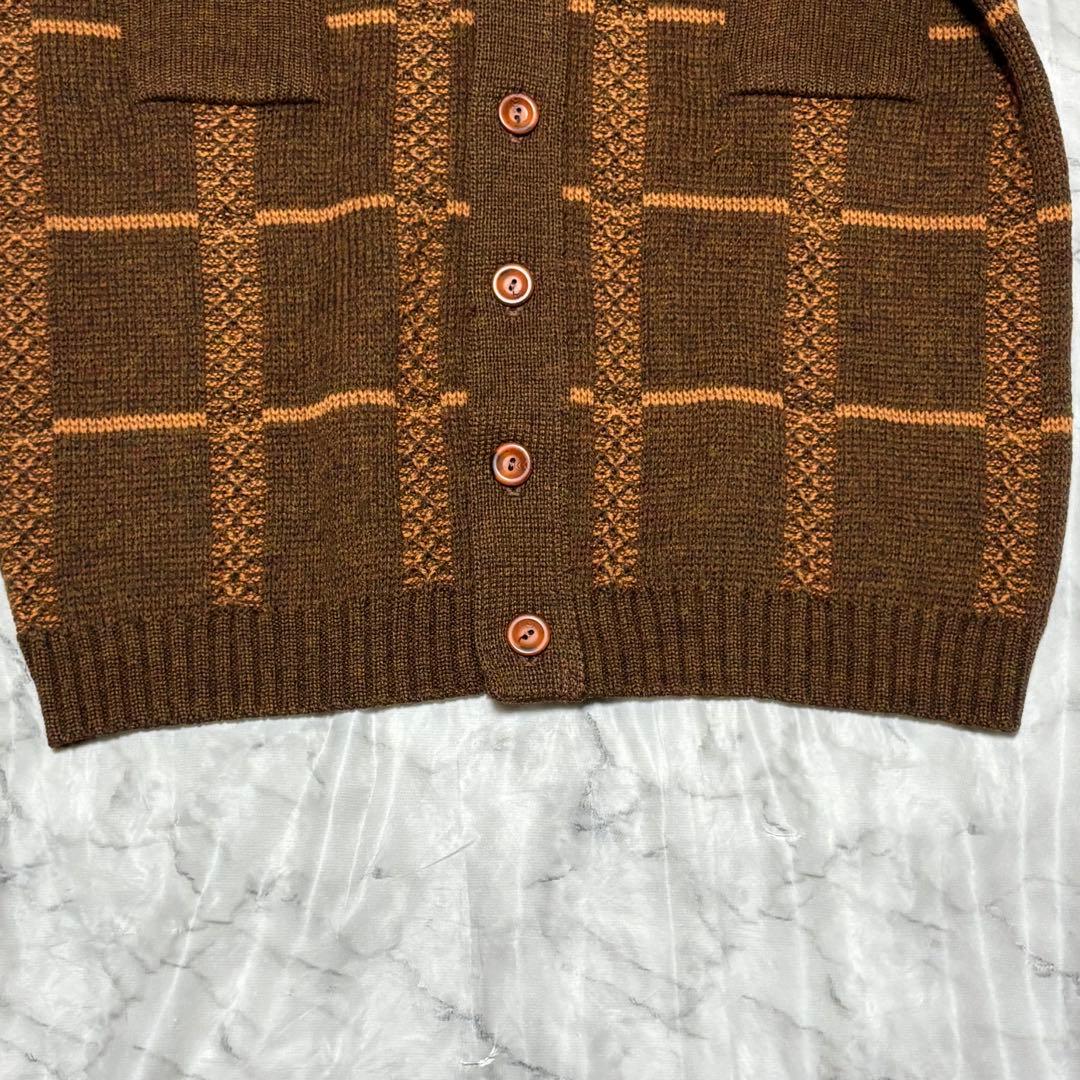 80s 90s TUNDRA カナダ製 幾何学柄 ニットシャツ カーディガン
