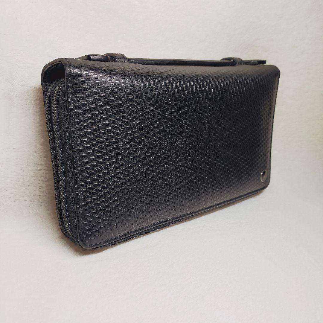 美品 ダンヒル レザー ラウンドファスナー オーガナイザー 財布 ブラック