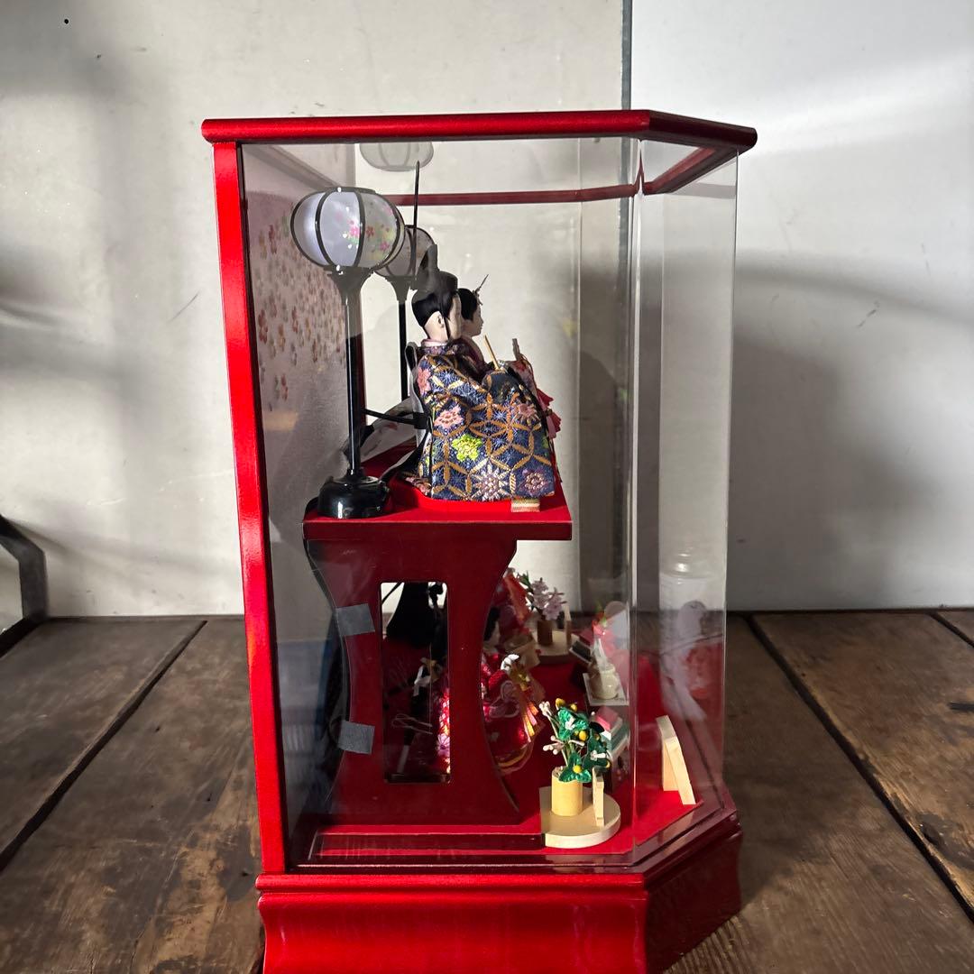 雛人形 2段 アクリルケース 高級木製道具