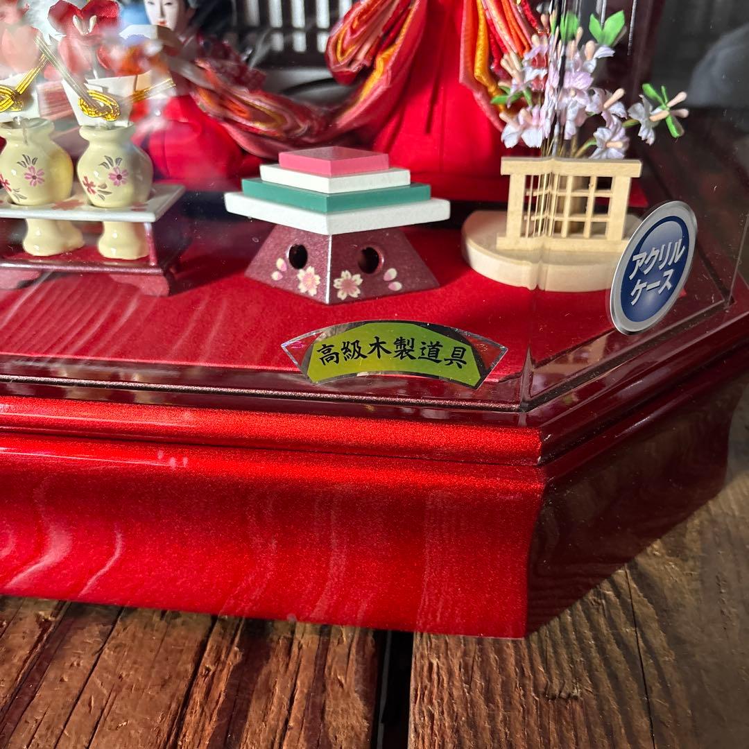 雛人形 2段 アクリルケース 高級木製道具