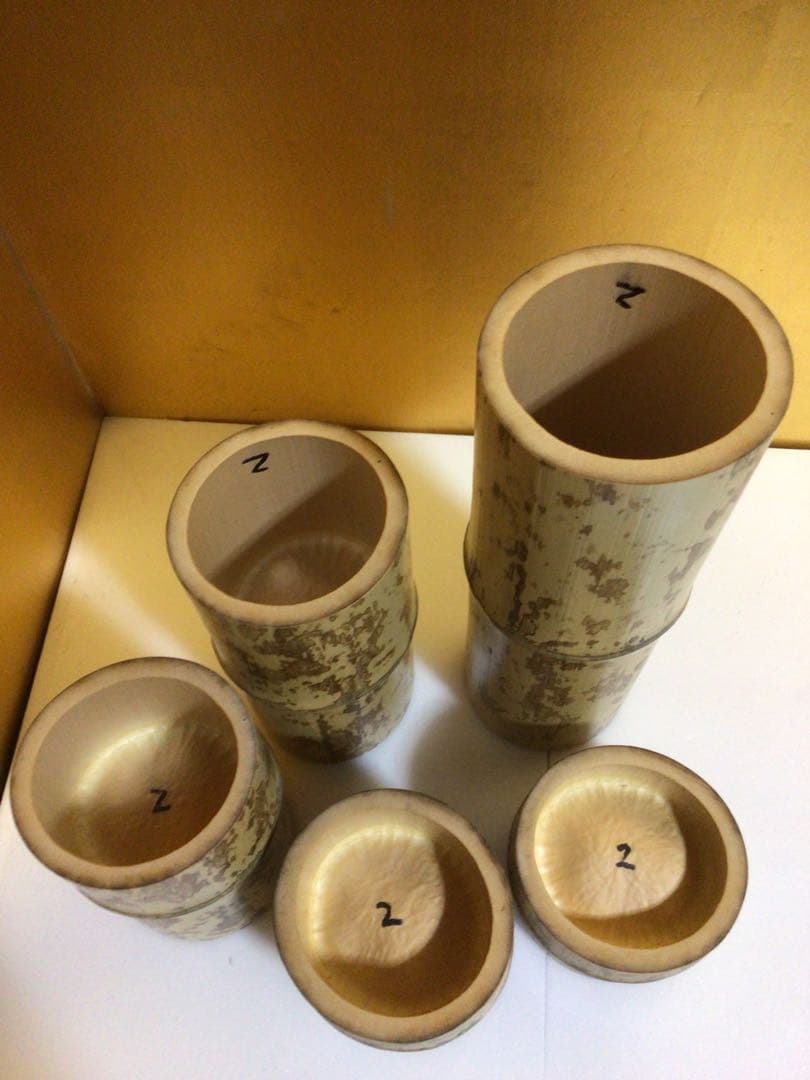 竹花入 五分割 短五菅 花器 紙箱付き
