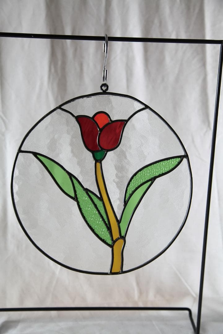 ステンドグラス　チューリップ丸