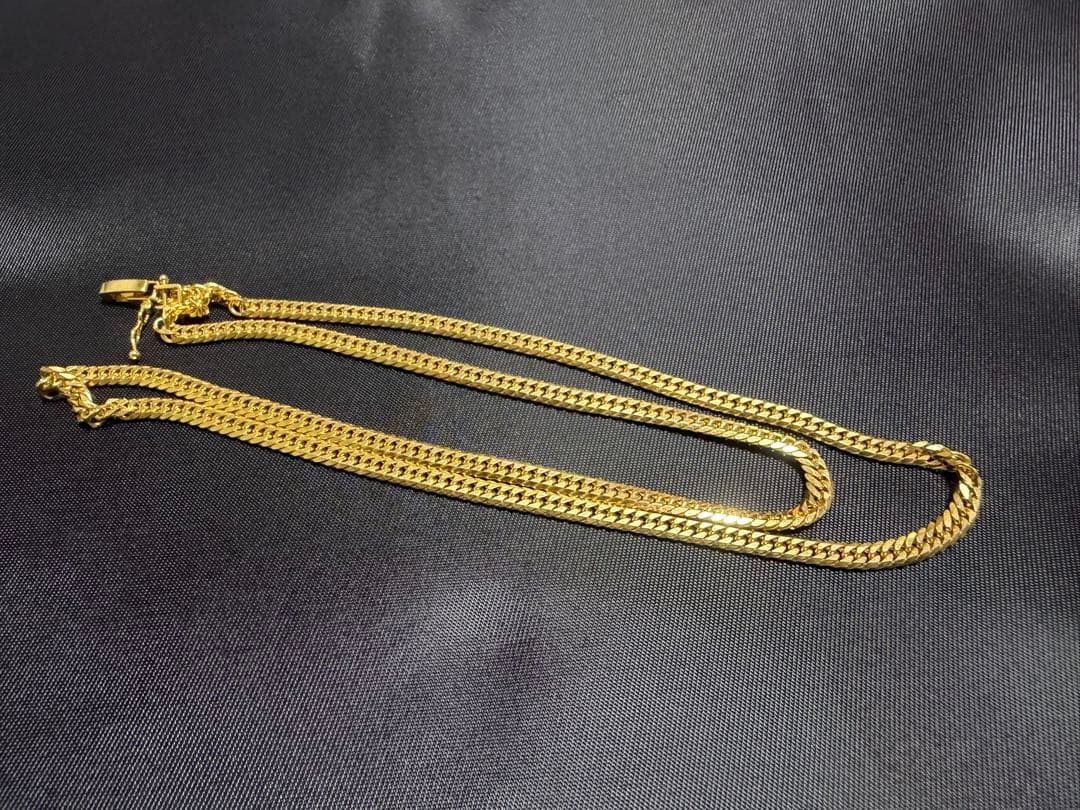 【K18】６面カットダブル ネックレス【喜平】