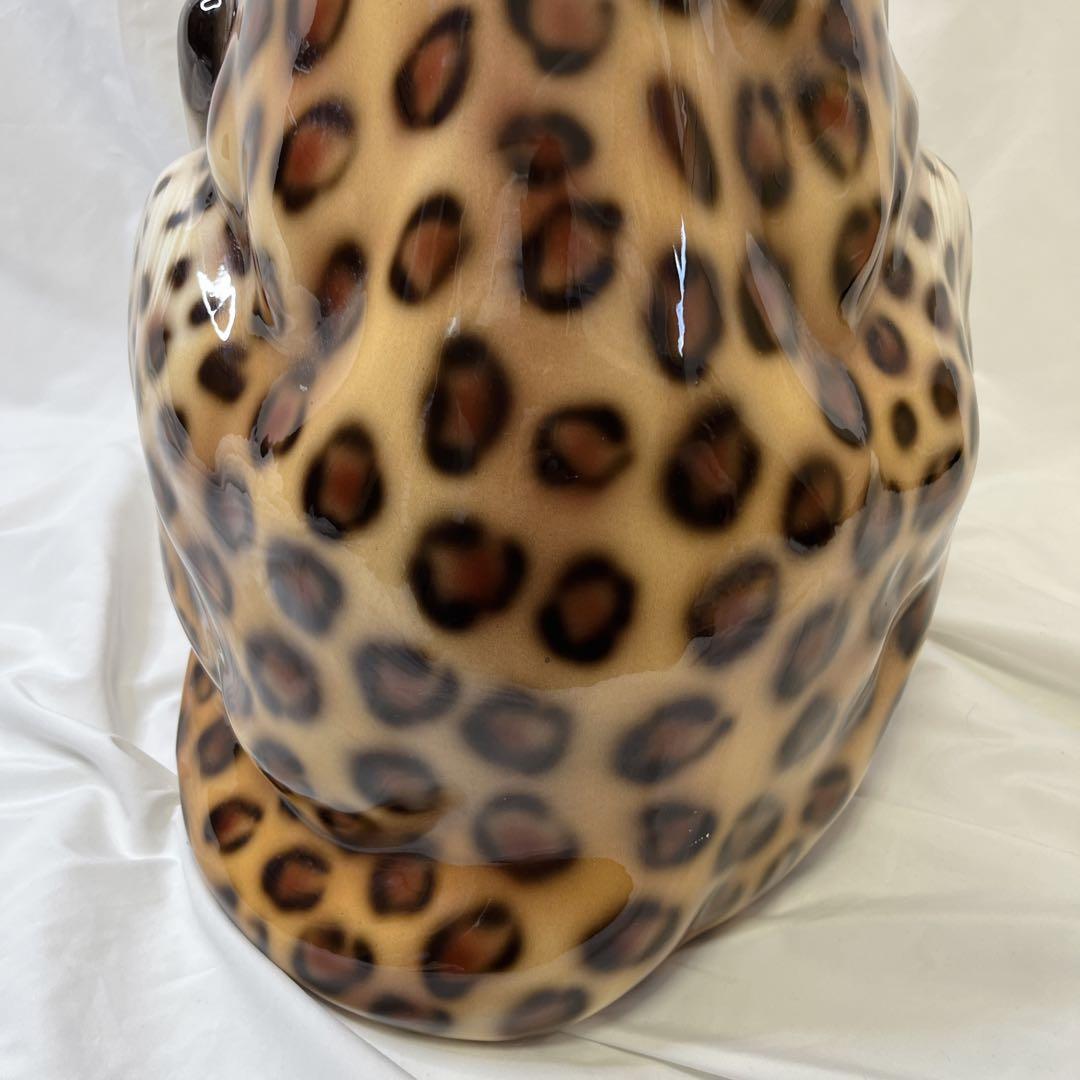 【希少良デザイン】最高級陶器　オブジェ　レオパード　骨董品　美術品　アニマル
