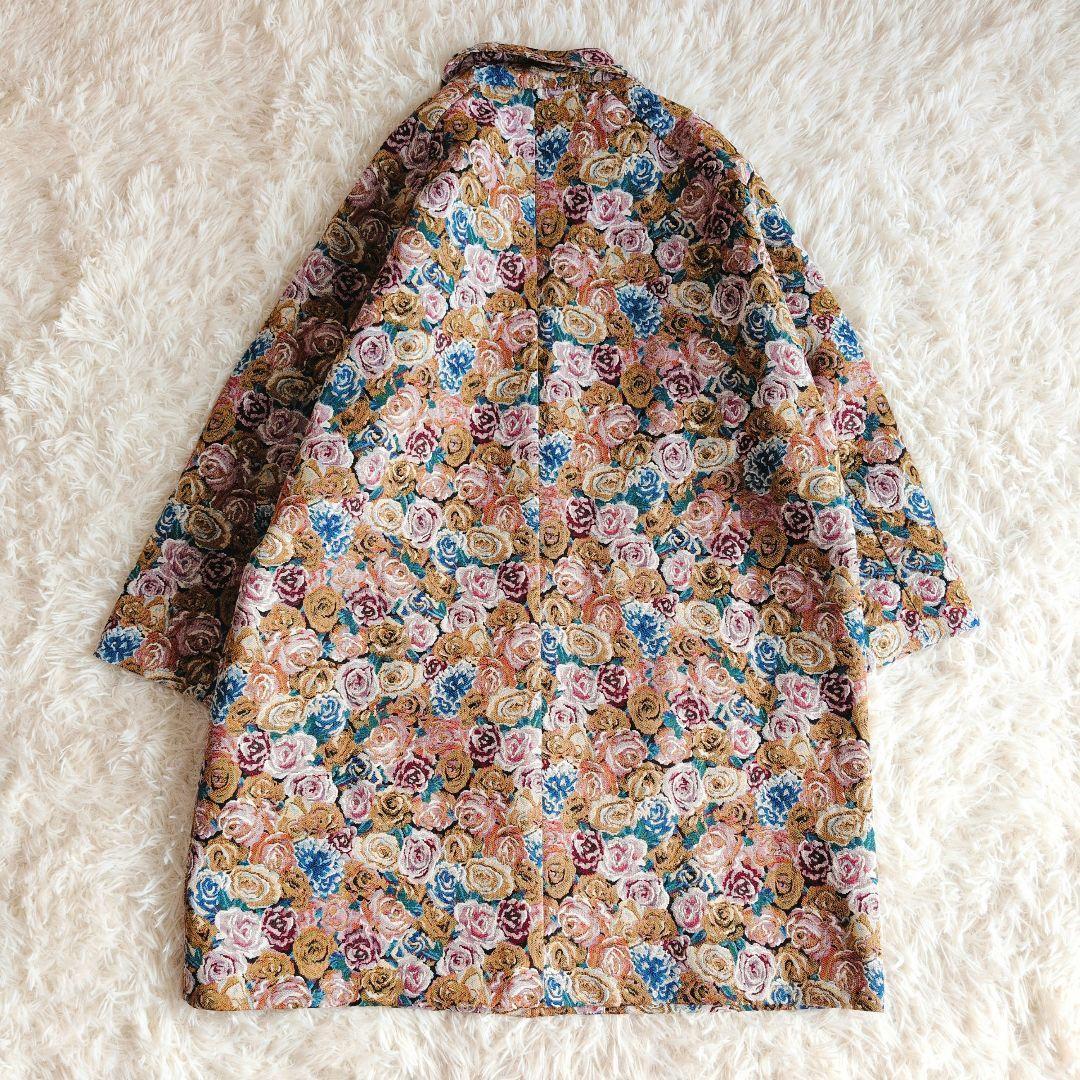 美品 マニャーナ スエルテꕤゴブランチェスターコート ロング 花柄 ローズ柄