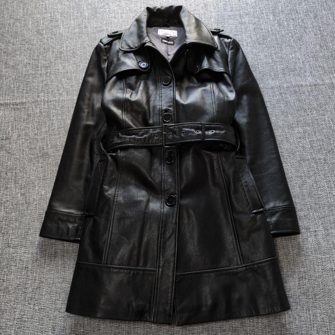 本革　高機能　シンサレート　レザートレンチコート　ベルト付属　美品
