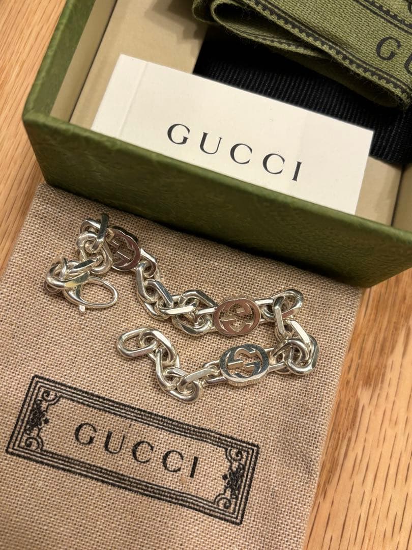 GUCCI インターロッキング　チェーン　ブレスレット　16号