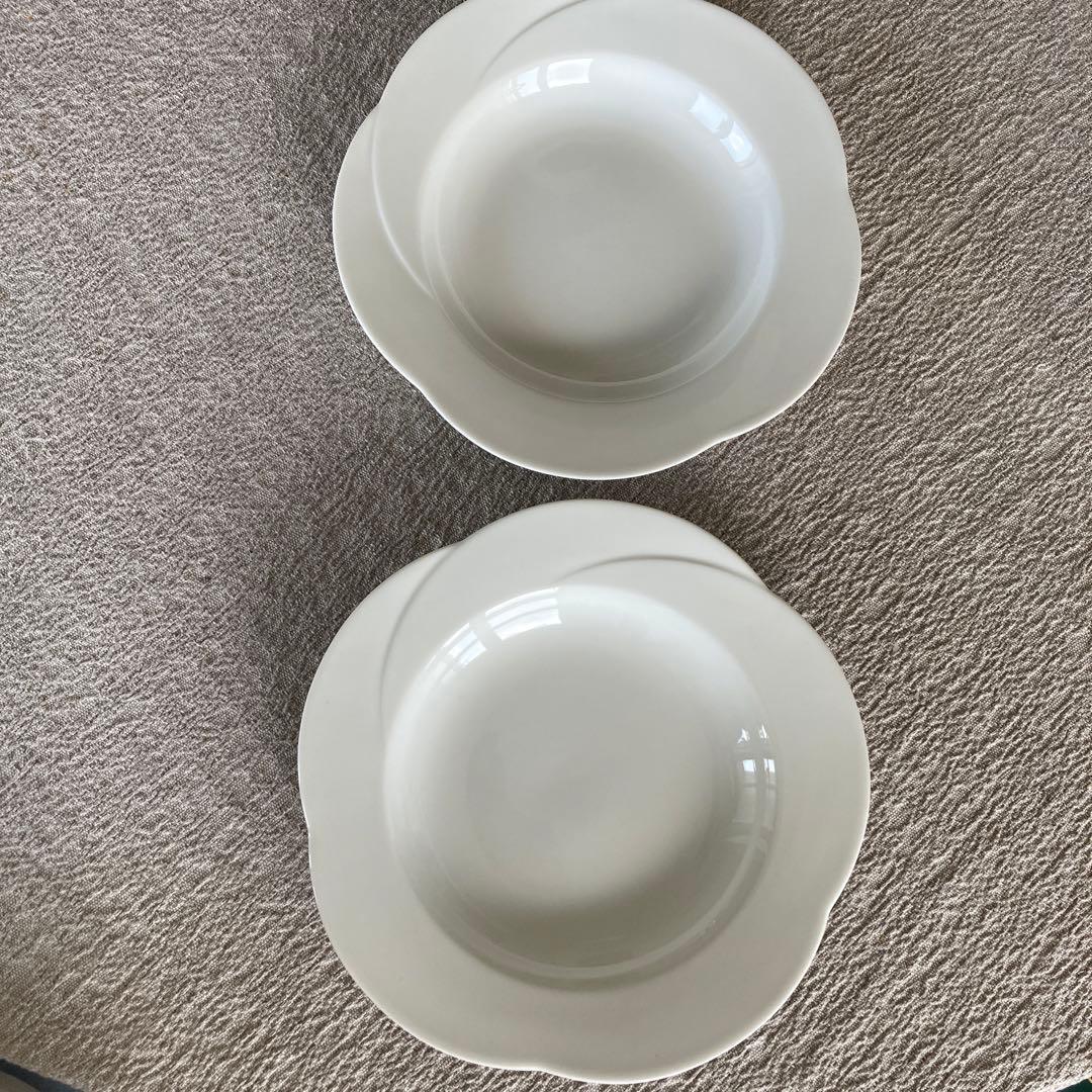 ヌボラホワイトNuvola white　スープ皿ディナー皿ペア