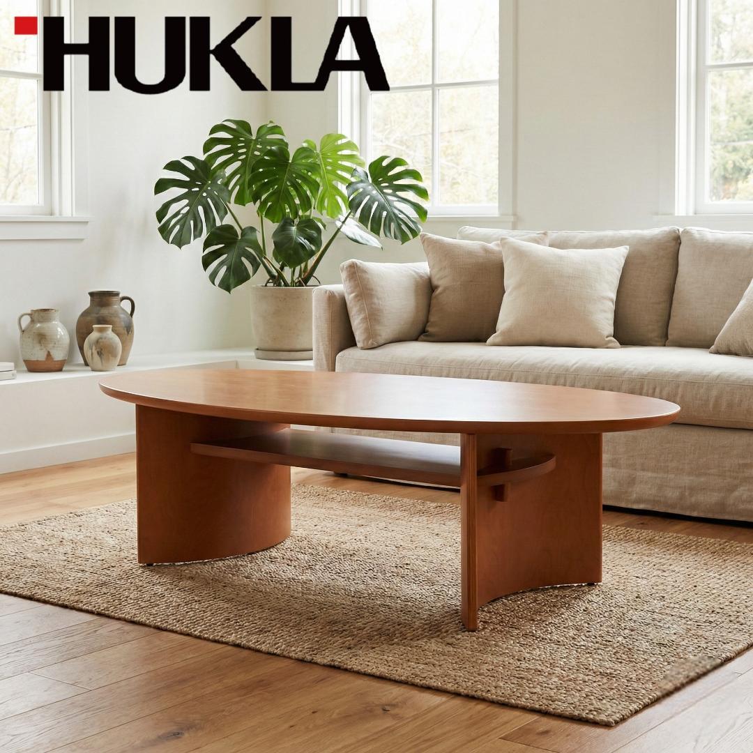 【高級】日本フクラ HUKLA リビングテーブル オーバル 木目 140cm