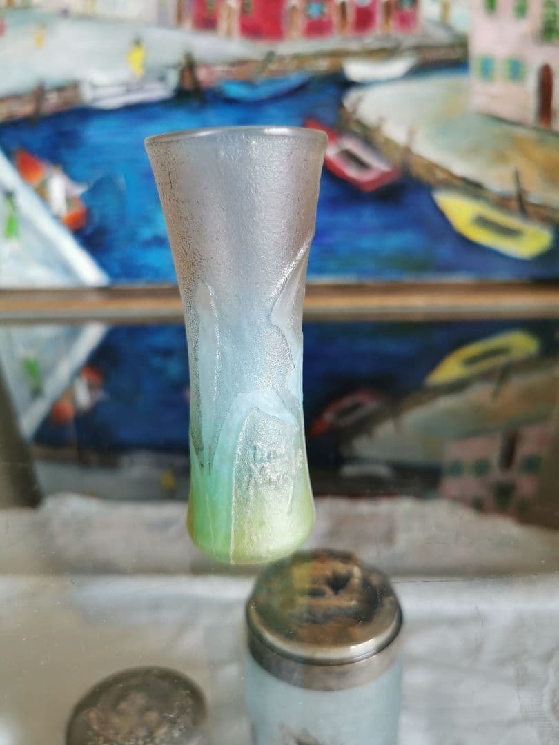 アンティーク ドームナンシー アイリス紋花器 オパールセント パートドヴェール