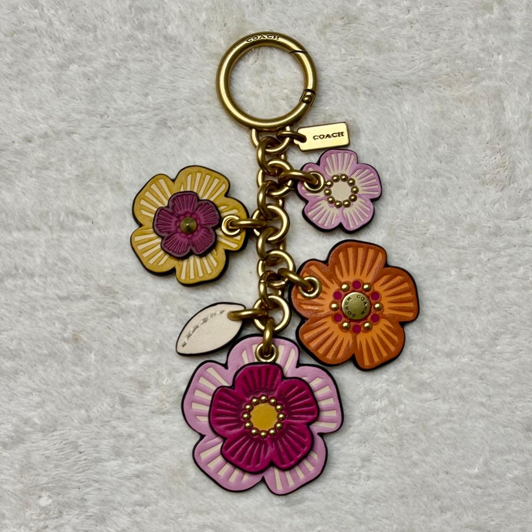 美品☆ coach ティーローズ ミックス バッグ チャーム　マルチカラー