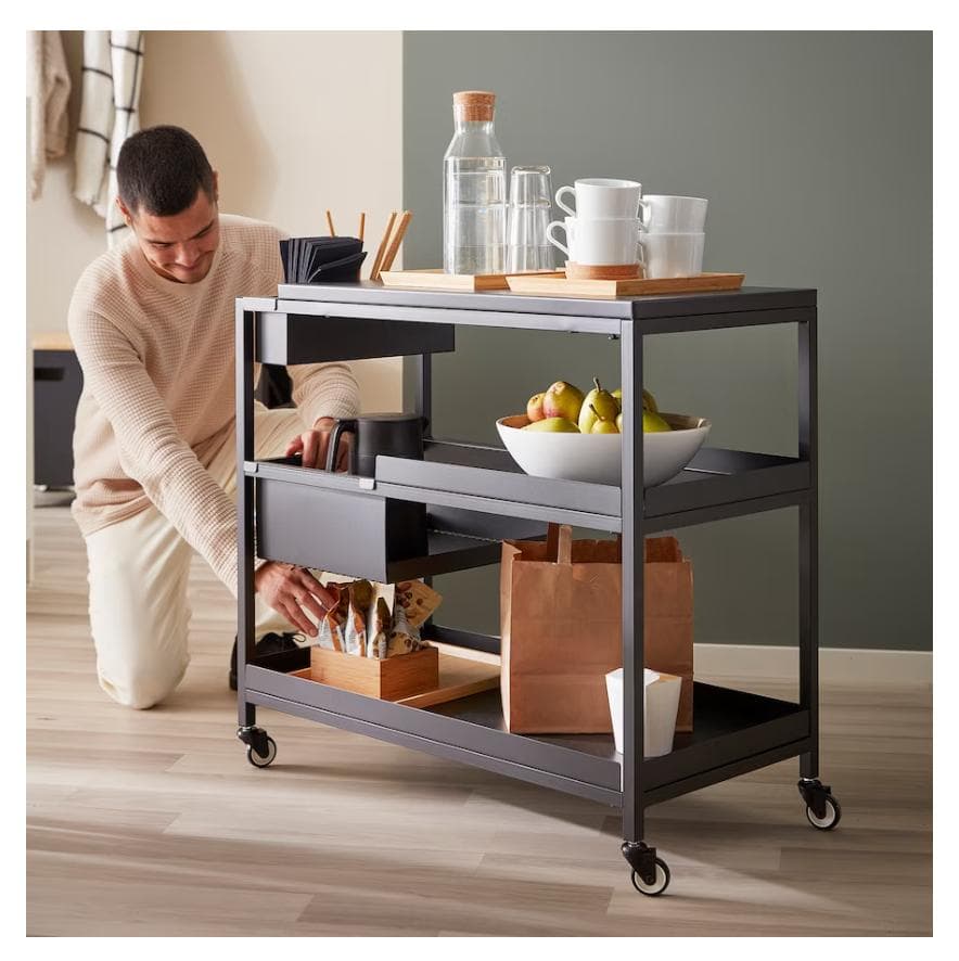 IKEA イケア TROTTEN トロッテン ワゴン チャコール 80x40