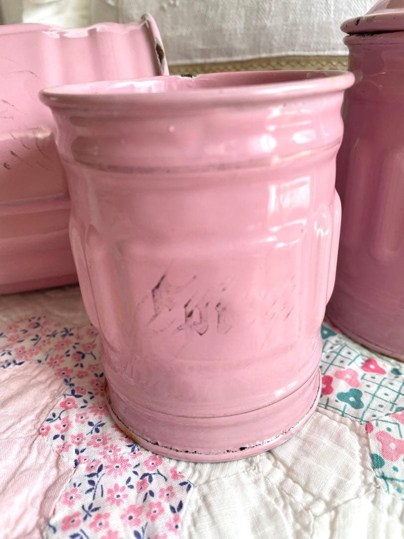 フランスアンティークキャニスター3個 2個蓋なしです·͜· ♡