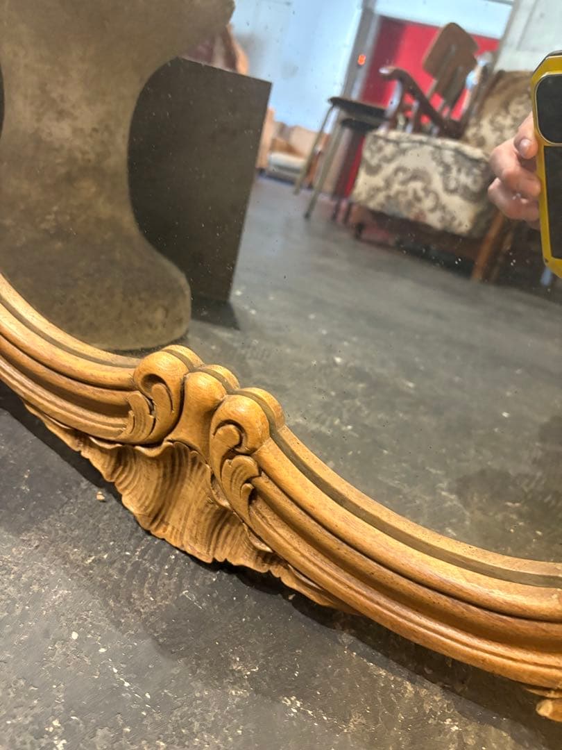 アンティーク　木製フレームミラー