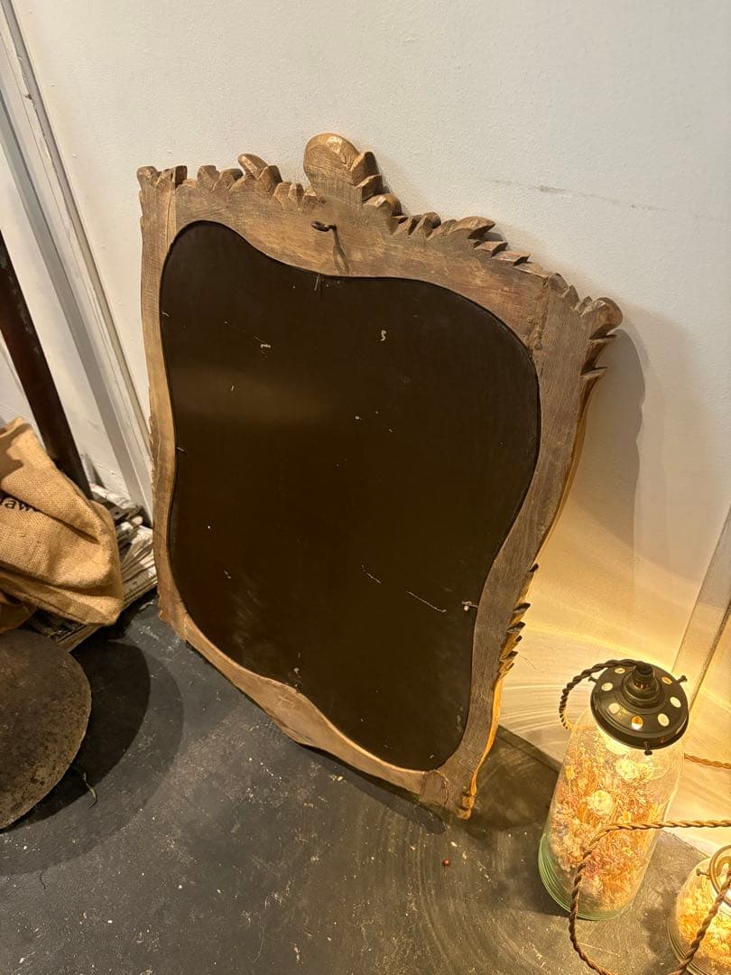 アンティーク　木製フレームミラー