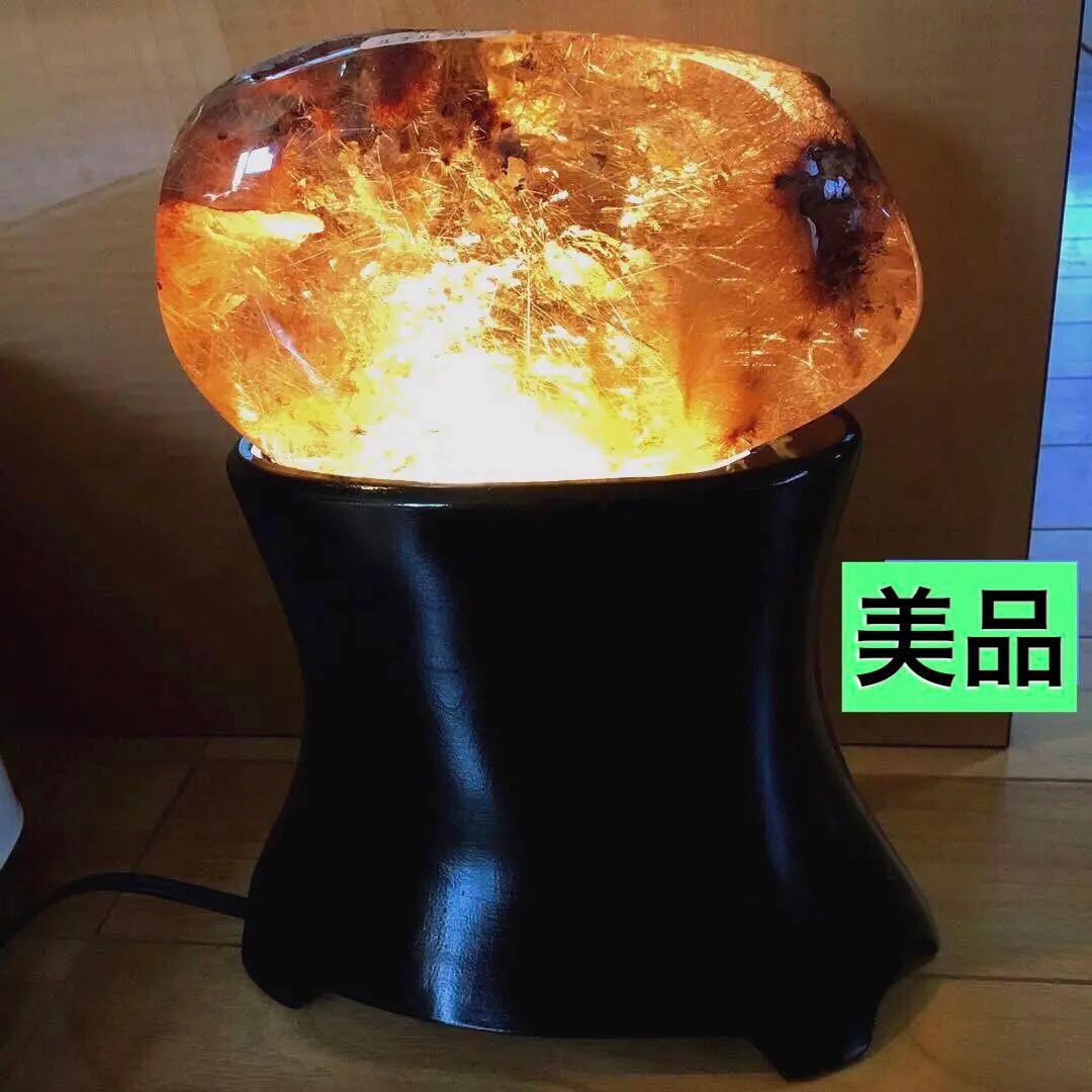 希少　個性強い　美しいガーデン赤茶色ルチルクォーツ　1.2キロ　置物　ライト付き