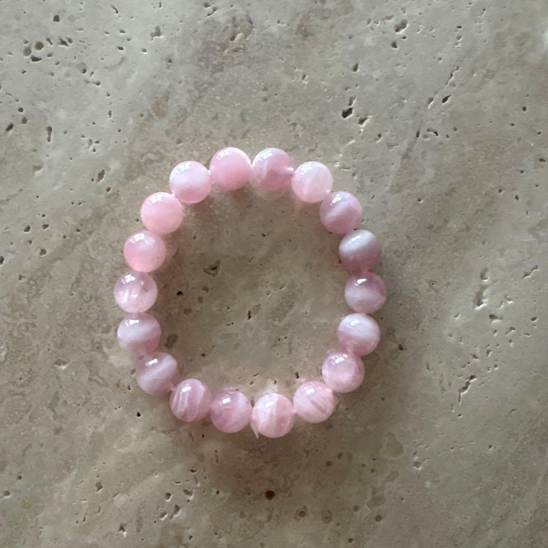 ローズクォーツ 天然石 ブレスレット 数珠 レディース