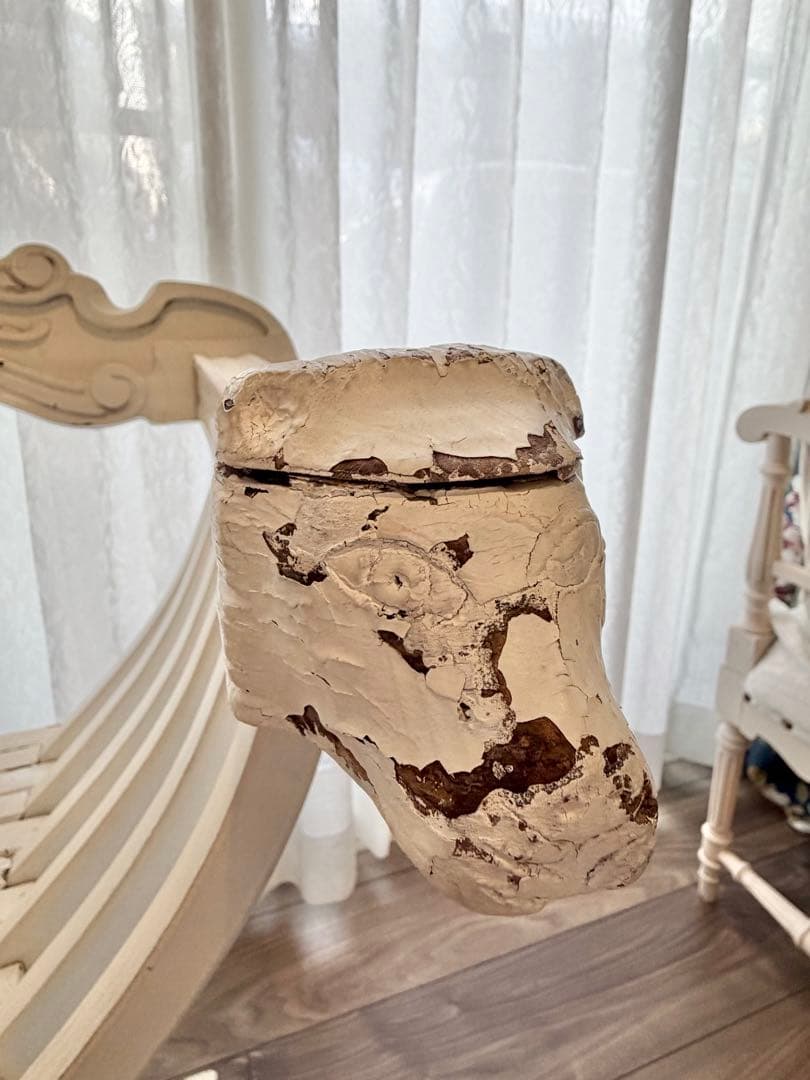 フランスアンティーク サボナローラチェア X脚 折りたたみ椅子 シャビーホワイト