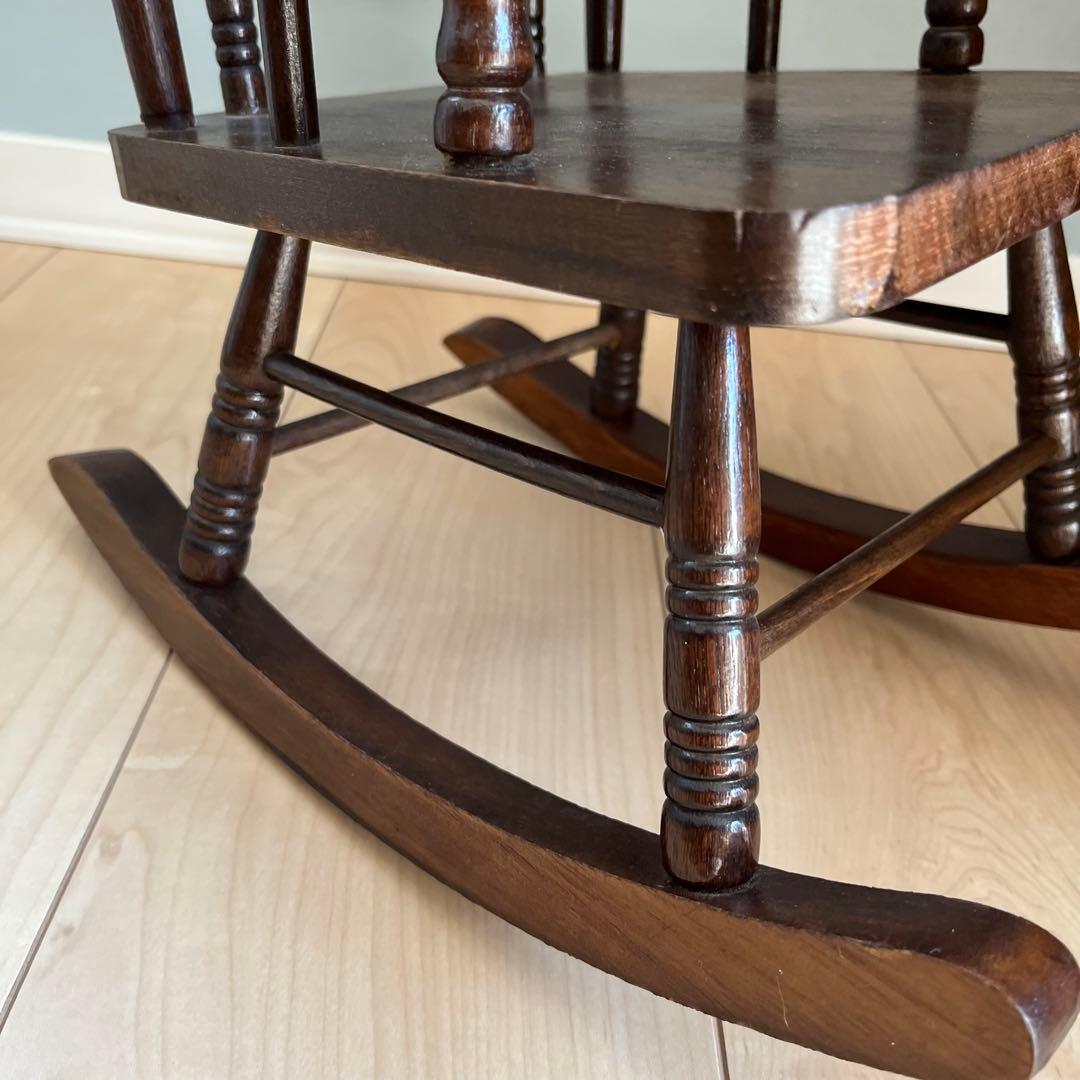 【木製ロッキングチェア】ドール　花柄　ブラウン