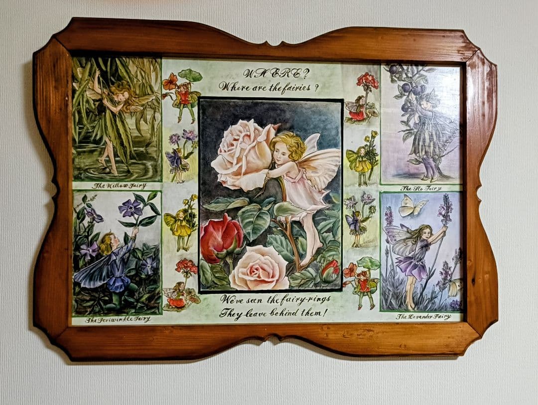 トールペインント作品 妖精と花のアートフレーム