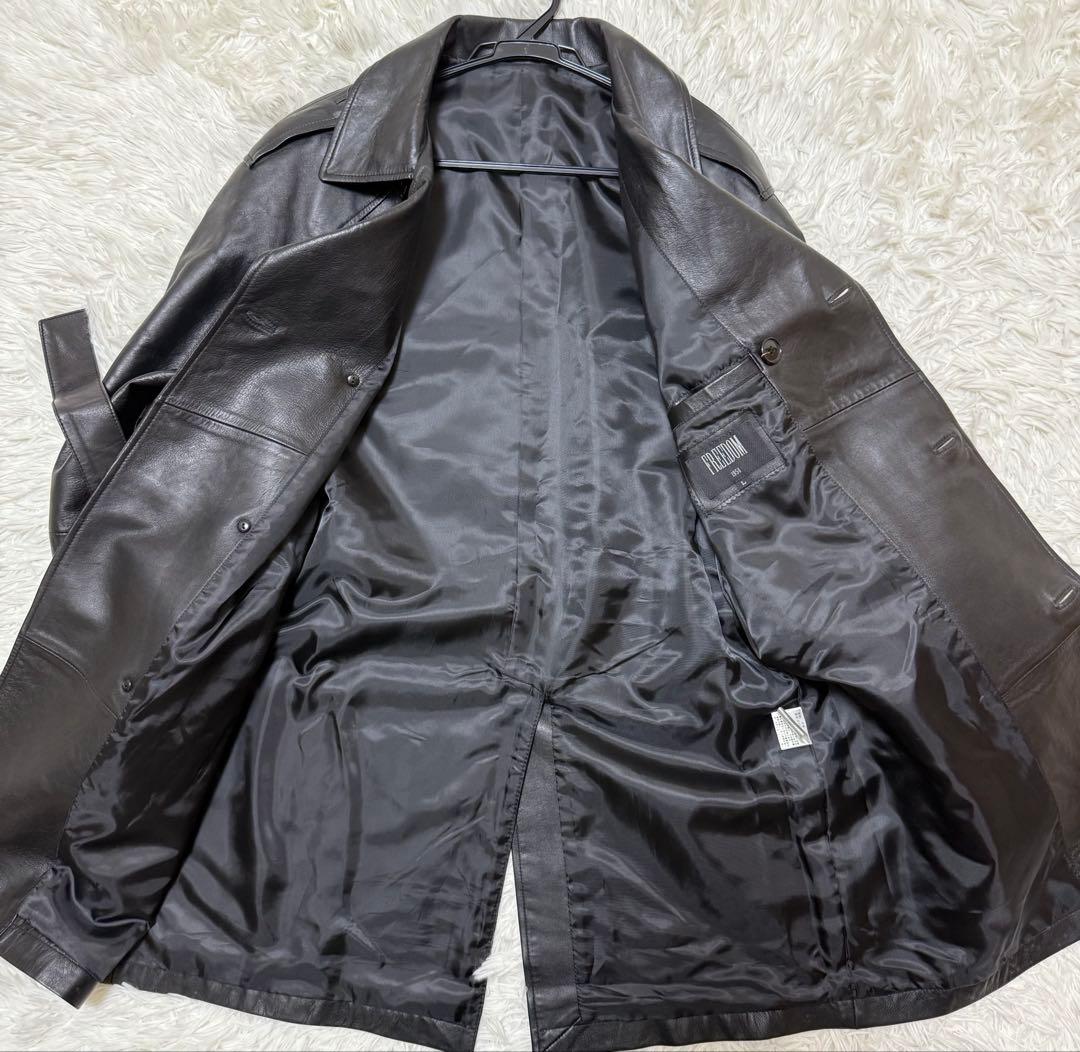 FREEDOM ラムレザー　トレンチコート　Size L 羊革