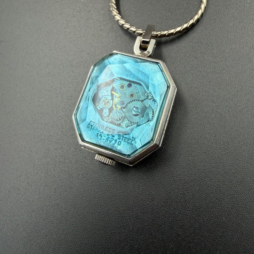 SEIKO 手巻き ペンダントウォッチ 11-3710 裏スケ 多面カットガラス