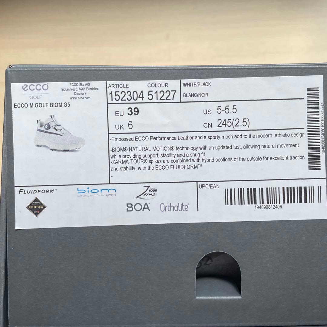 新品未使用　ecco ゴルフシューズ 39サイズ　 WHITE/BLACK