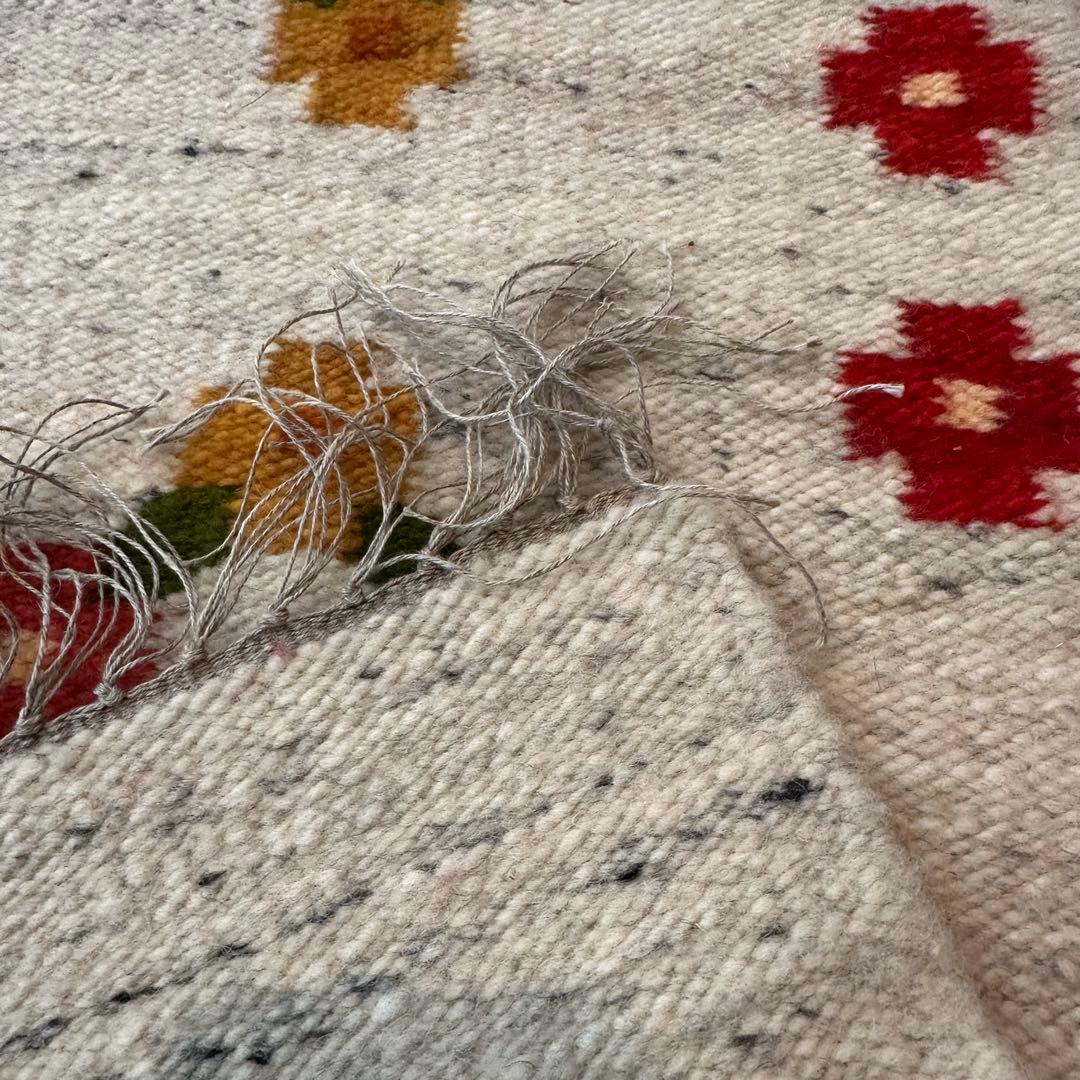Vintage ポーランド製 ハンドメイド 平織り ウールラグ 北欧 モダン