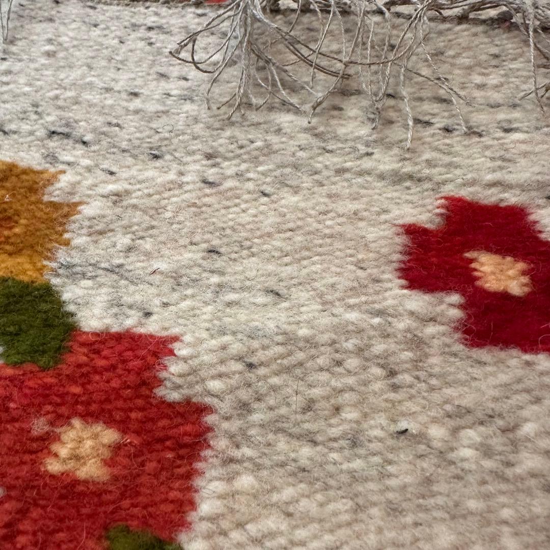Vintage ポーランド製 ハンドメイド 平織り ウールラグ 北欧 モダン