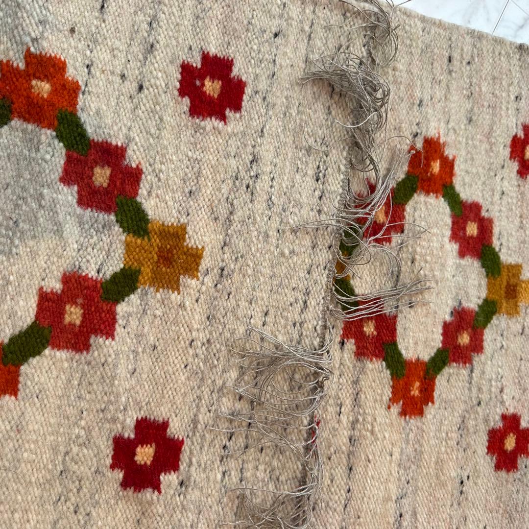 Vintage ポーランド製 ハンドメイド 平織り ウールラグ 北欧 モダン