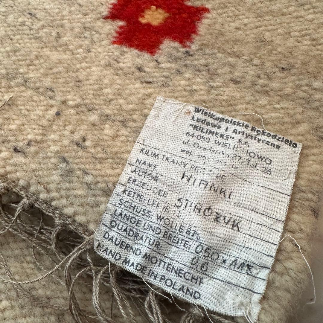 Vintage ポーランド製 ハンドメイド 平織り ウールラグ 北欧 モダン