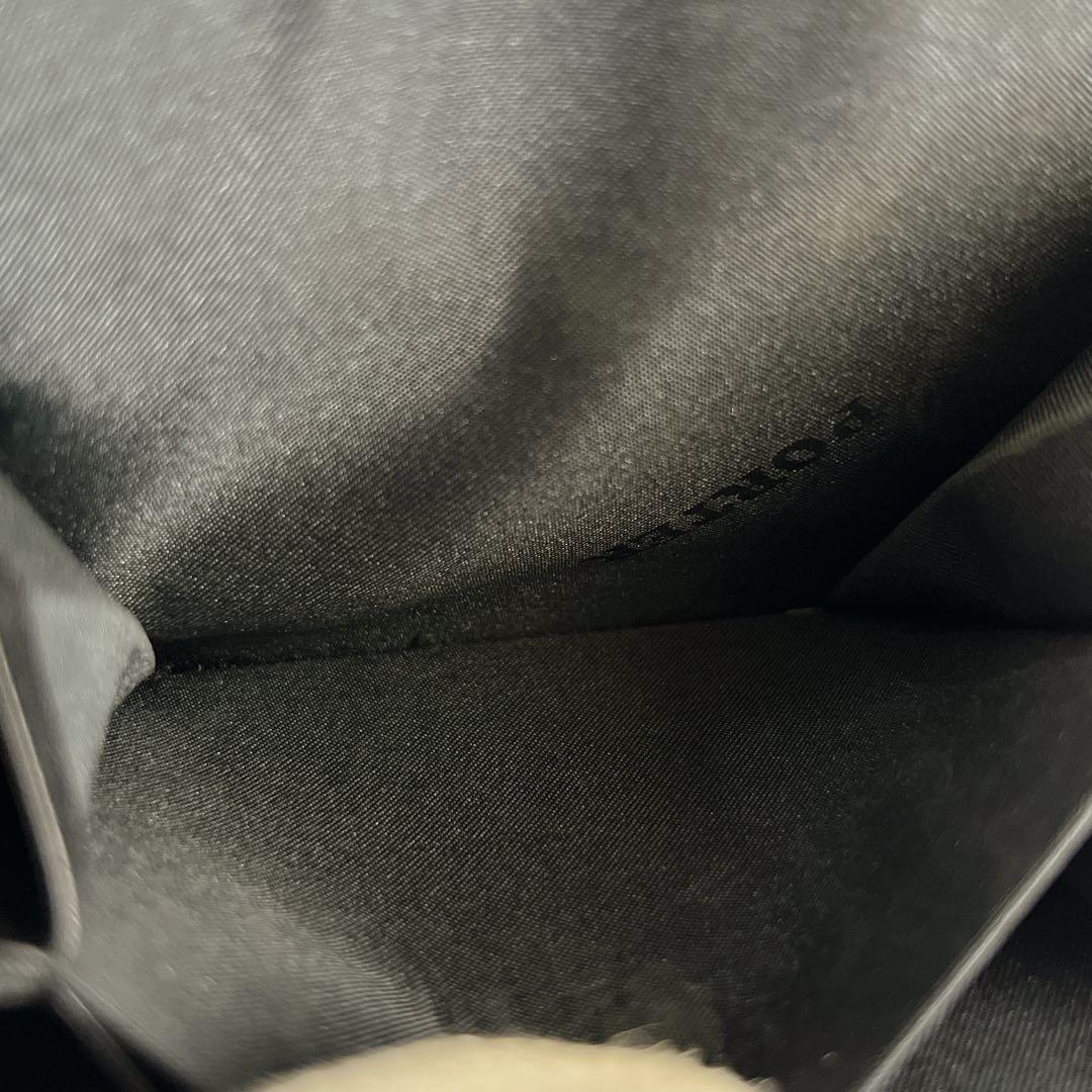 ポーター　プリュム　二つ折り財布　ロゴプレート　コンパクトウォレット　レザー　黒