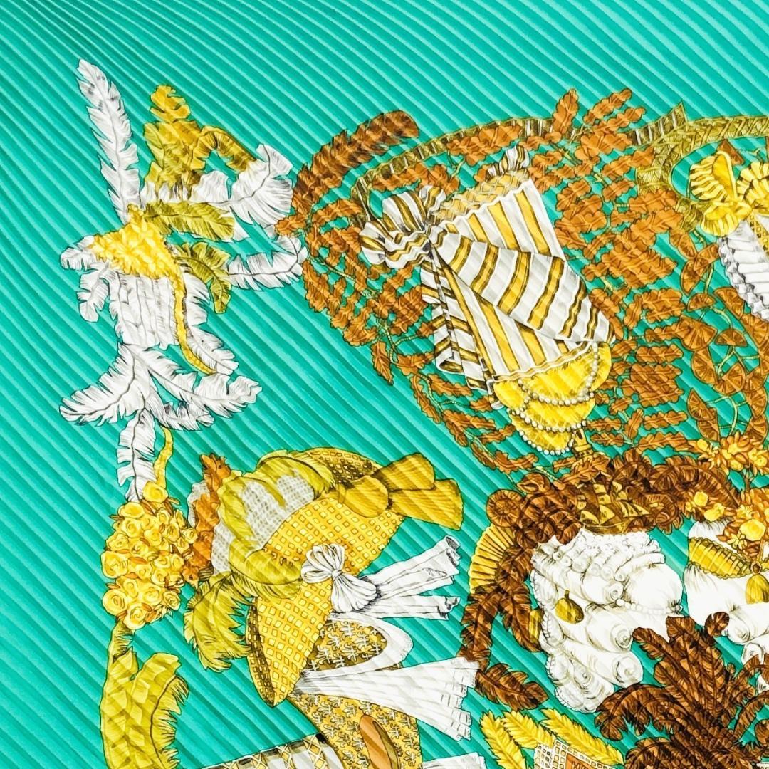 HERMES エルメス カレ プリセ 帽子 プリーツ スカーフ タグなし