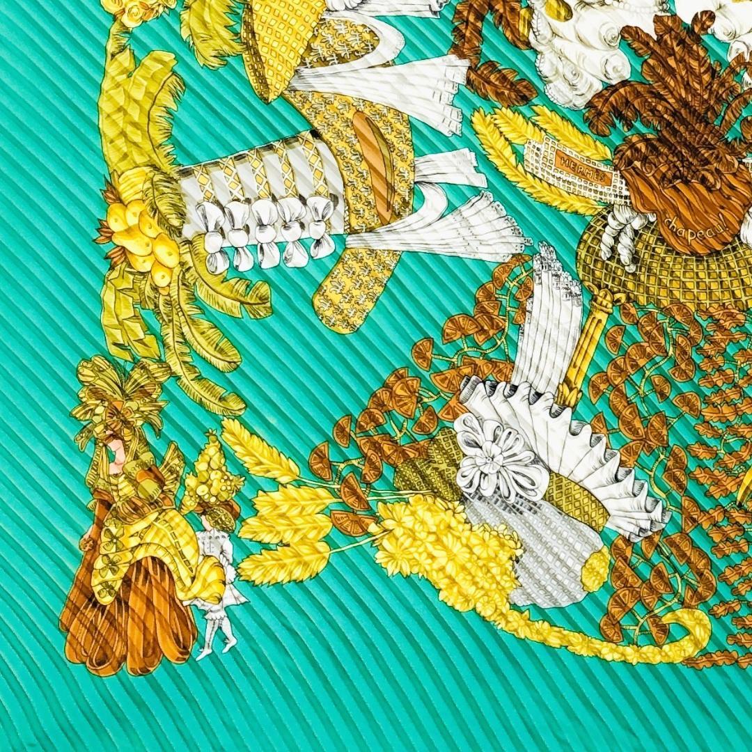 HERMES エルメス カレ プリセ 帽子 プリーツ スカーフ タグなし