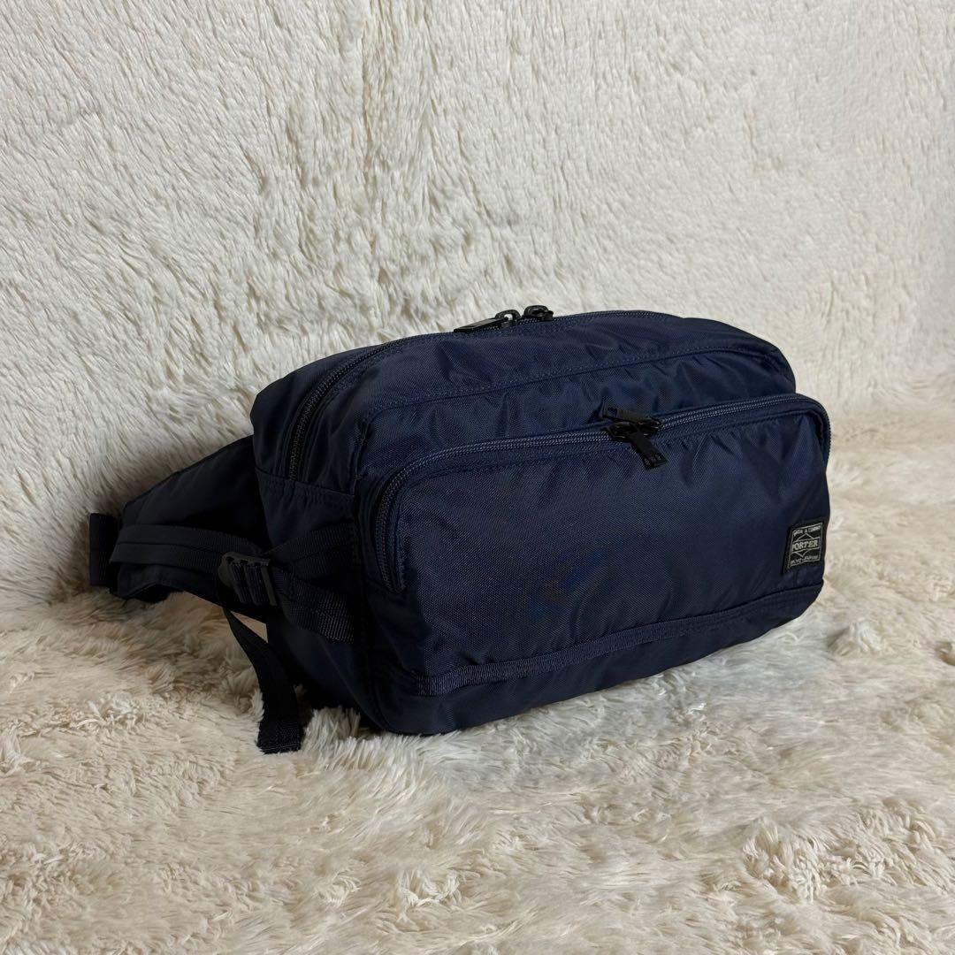 ほぼ新品 ポーター フラッシュ ウェストバッグ ボディバッグ ネイビー