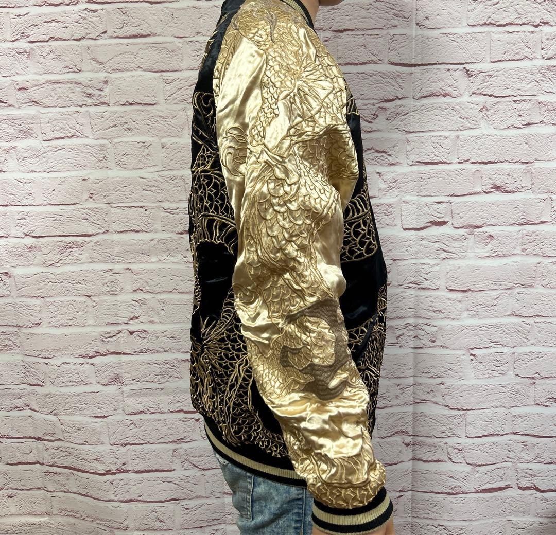 【☆圧巻の存在感☆】絡操魂 スカジャン XXL 黒 金 超激レア リバーシブル