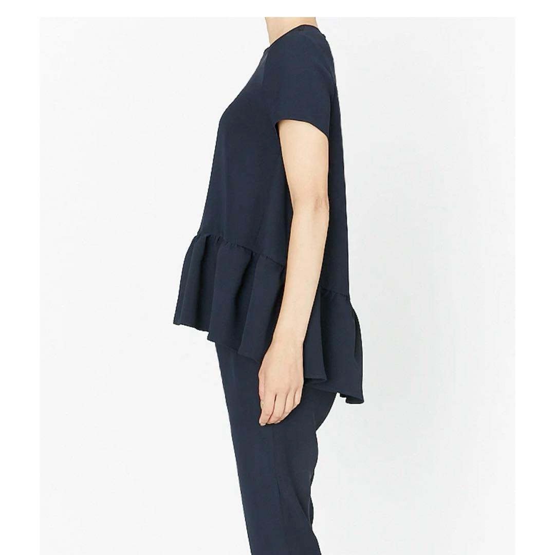 新品未使用　YOKO CHAN ハーフスリーブヘムギャザーブラウス　黒36