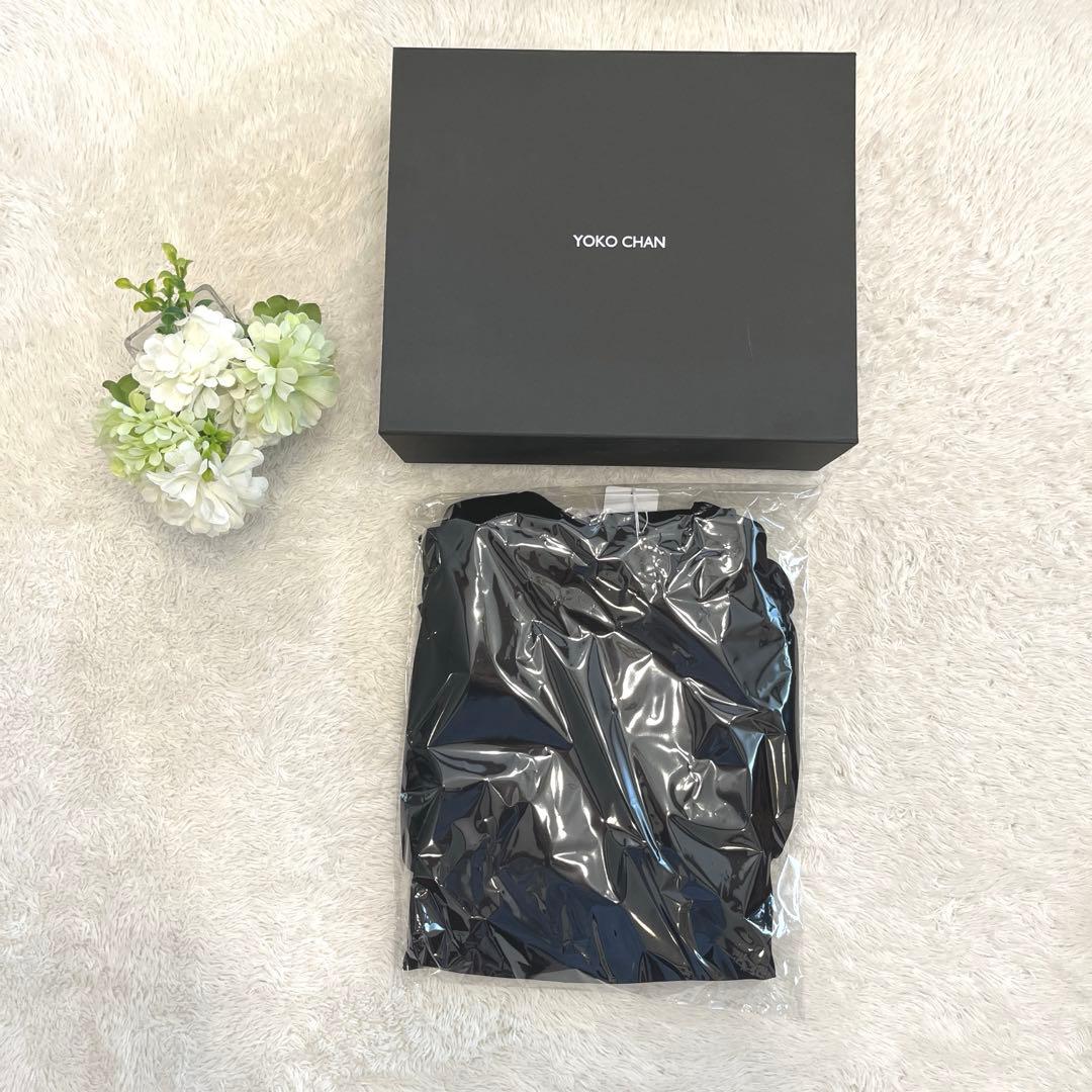 新品未使用　YOKO CHAN ハーフスリーブヘムギャザーブラウス　黒36