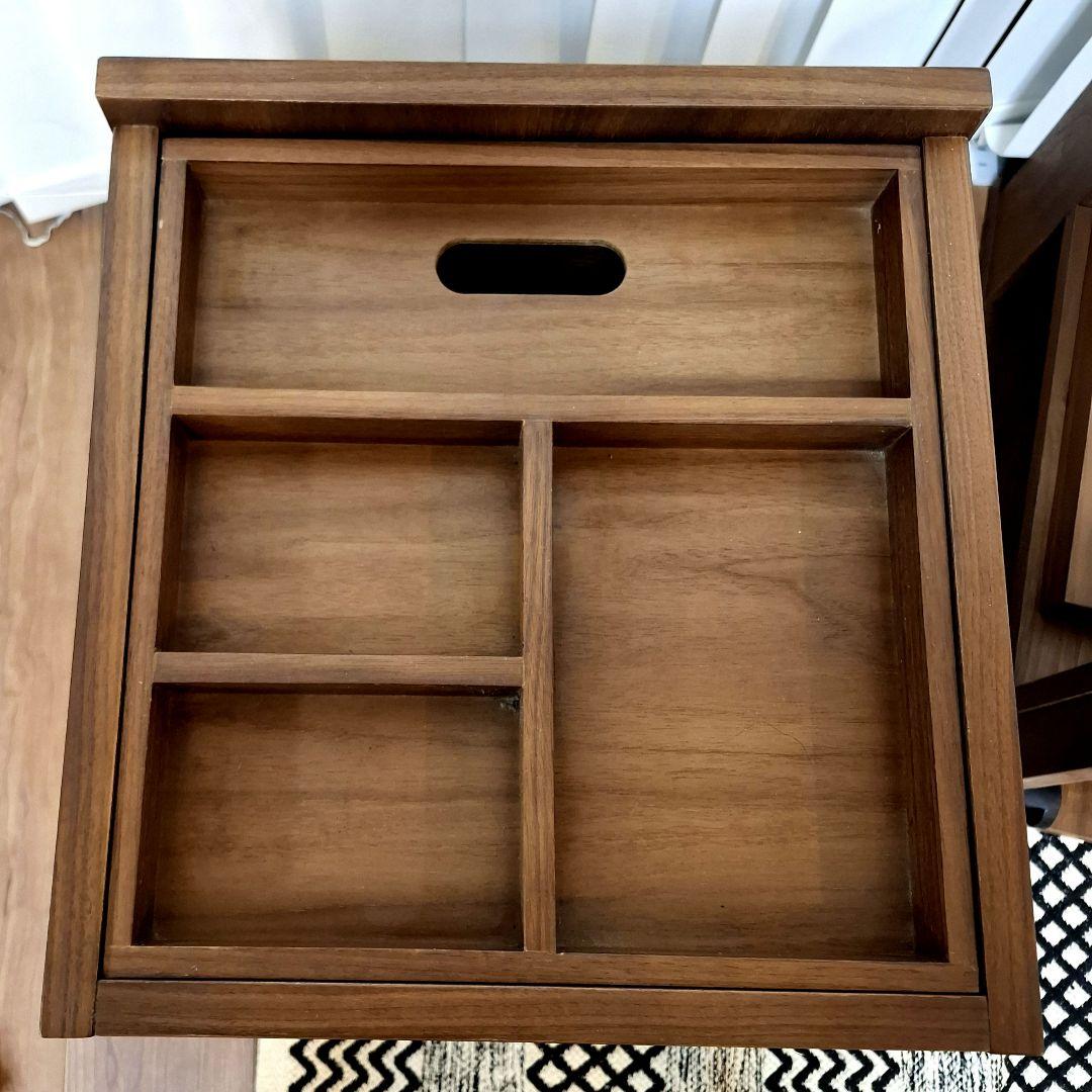 大塚家具☆サイド ナイトテーブル 収納☆隠れキャスター&コンセント オーク 2台