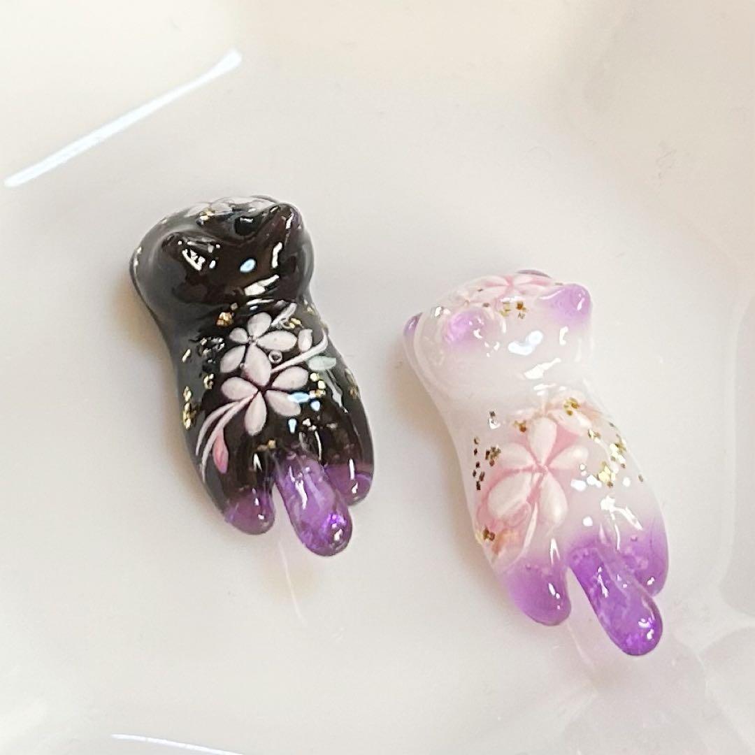 No.2849 スライディングねこ　ハンドメイドレジンパーツ