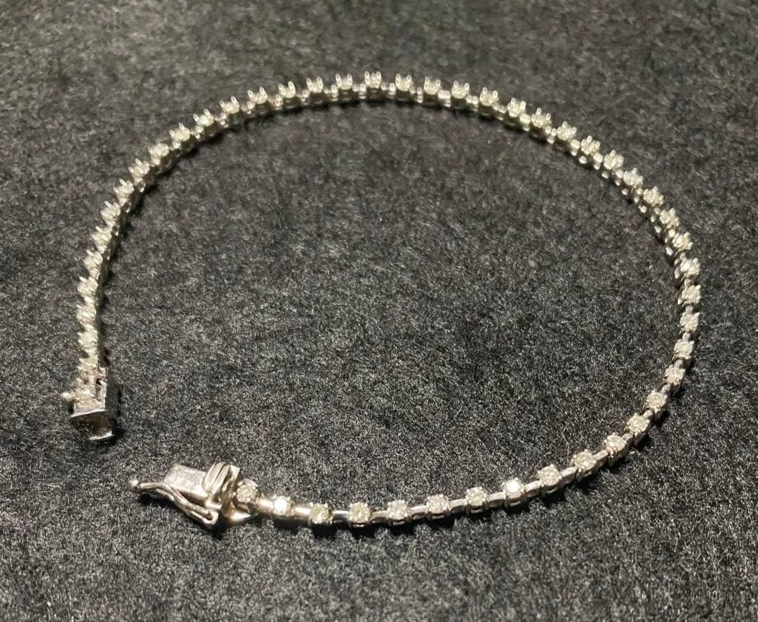 K18WG ダイヤモンド テニスブレスレット 1.00ct 金 ゴールド