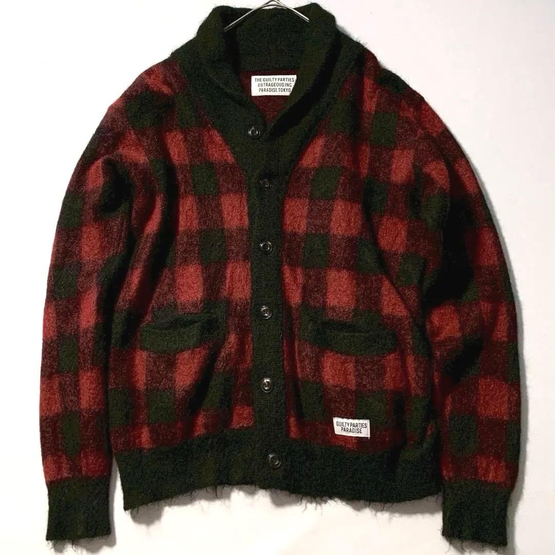 【horiken9296】ワコマリア モヘア混 カーディガン M チェック