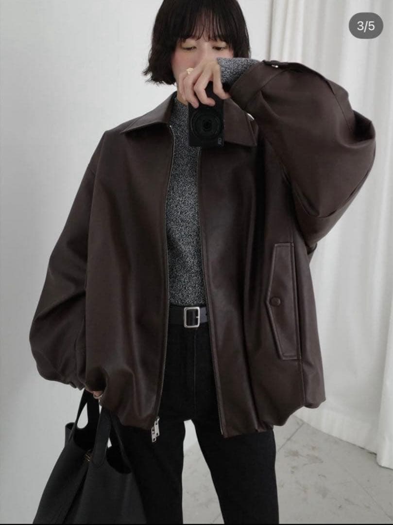 CLANE ★ FAKE LEATHER BALLOON JACKET