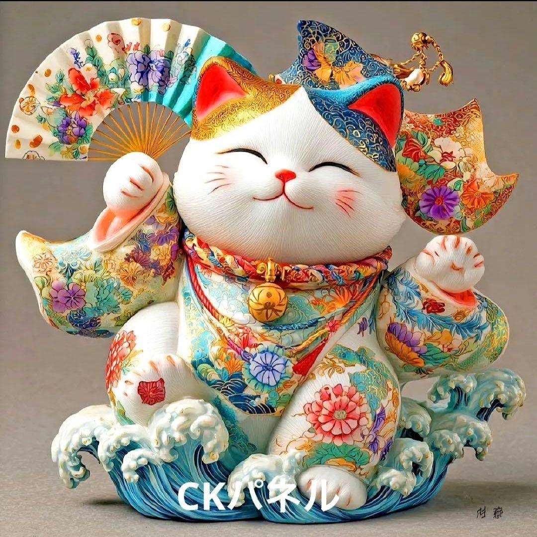 激レア七福にゃんこパネル生地　ねこパネル生地　ハンドメイド