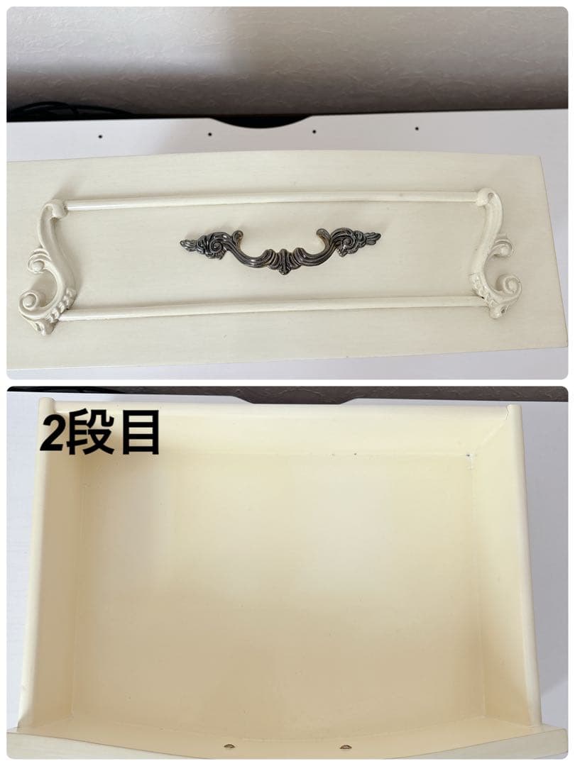 クインシーズ フィオーレ 5段チェスト オフホワイト ロココ調 美品 輸入家具