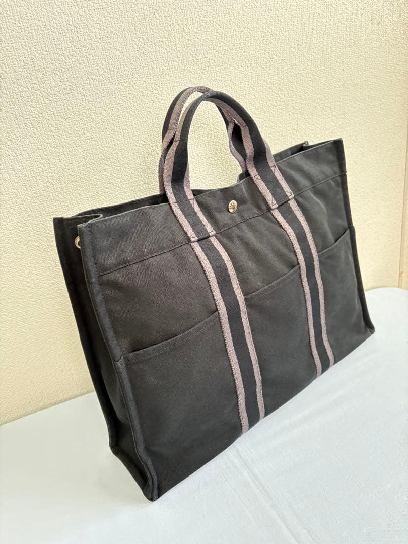 HERMES フールトゥMMキャンパスブラック トートバッグ