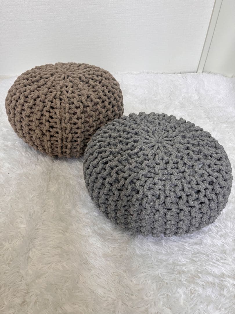 ハル　プフ　オットマン　スツール　ニットプフ　２個セット