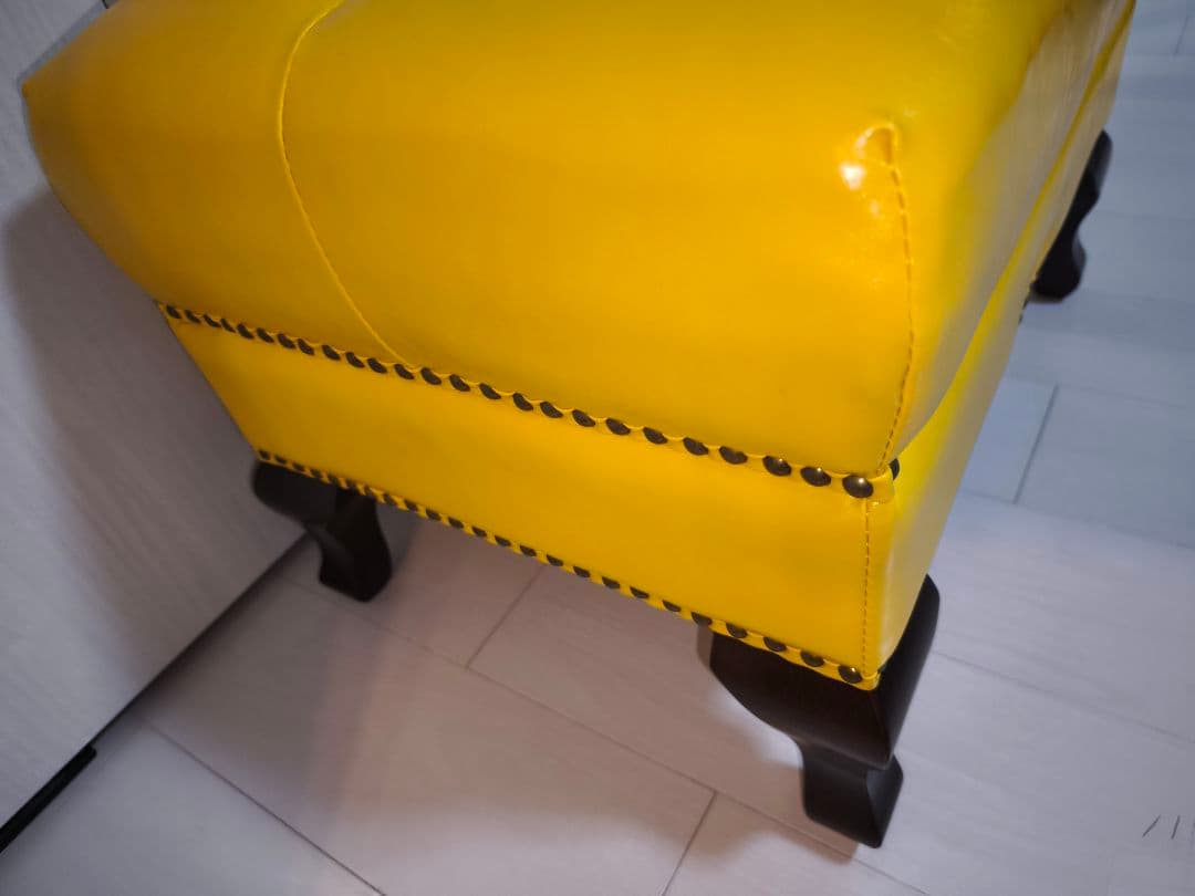 オットマン スツール アンティーク マスタード色